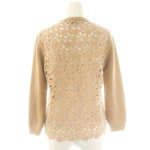 DOLCE&GABBANA 花柄レース 切替 ニット クルーネックカーディガン 38 ミルクティーベージュ /ES OS