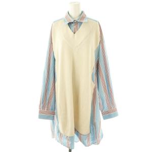 S51DL0278 ニットドッキンンクグシャツ切替ワンピース