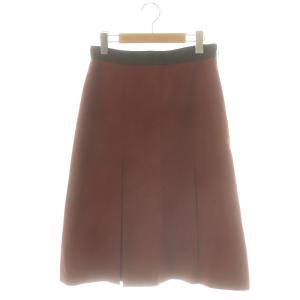 24AW FINE WOOL COTTON 台形スカート ボックスプリーツ 1 ブラウン ブラック /ES