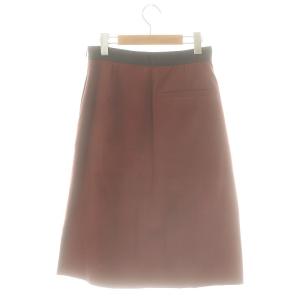 MARGARET HOWELL 24AW FINE WOOL COTTON 台形スカート ボックスプリーツ 1 ブラウン ブラック /ES