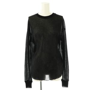 24SS Sheer Waffle Tシャツ カットソー 長袖 ブラック /DF OS