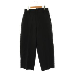 24SS シャークスキンフリンジカーブパンツ ワイドパンツ 38 ブラック /DF OS