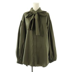 ボリュームスリーブボウタイブラウス シャツ 長袖 前開き F カーキ /NR OS