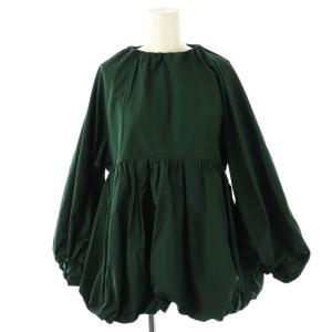 バルーンシルエット ブラウス プルオーバー 長袖 グリーン /DF OS