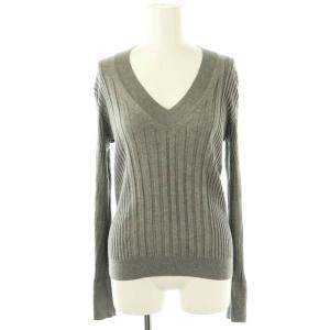 24SS イタリア糸 リブVネックプルオーバー ニット 長袖 グレー /DF OS