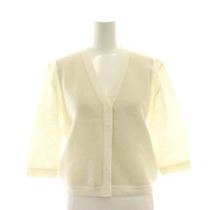24AW ダブルクロスVネックカーディガン リネン混 アイボリー オフホワイト /DO OS