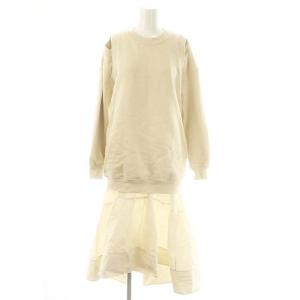 スウェットドッキングワンピース ロング 長袖 XS ライトベージュ アイボリー /DO OS