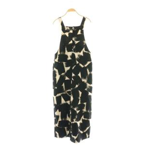 24SS コットンリネンプリペラサロペット 36 オフホワイト ブラック /DO OS