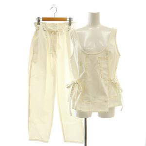 ステッチデニムセットアップ ノースリーブトップス パンツ 00 XS ホワイト /ES OS