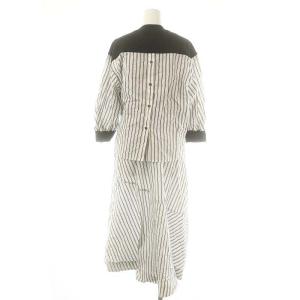 3.1 phillip lim スウェットドッキングストライプシャツワンピース ロング 長袖 XS ブラック オフホワイト /DO OS