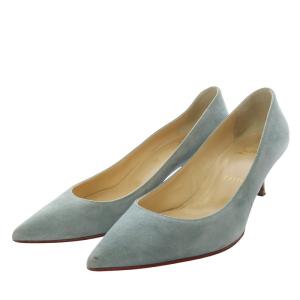 パンプス ハイヒール ポインテッドトゥ スエード 38 ブルー /YO22