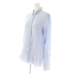 Finamore リネンシャツ 42 ライトブルー /DO OS