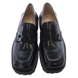 Gianvito Rossi レザー スクエアトゥ ローファー 37.5 ブラック