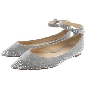 スエード スタッズ フラットパンプス ポインテッドトゥ 37.5 グレー /SR13