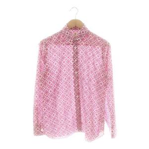コットン 総柄シャツ 46 長袖 ピンク /HK OS