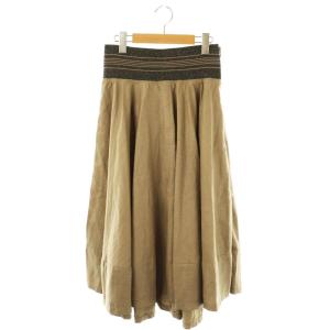 リネンフレアスカート ロング I40 ベージュ /NR OS
