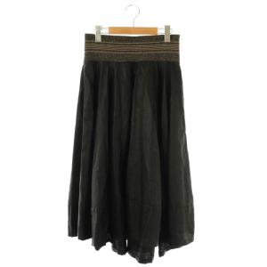 リネンフレアスカート ロング I40 黒 /NR OS