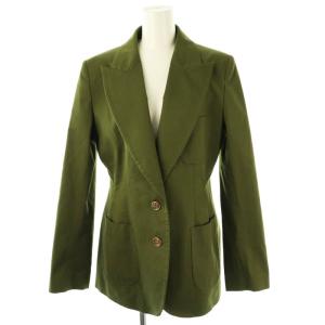 ロゴ釦 テーラードジャケット アウター 金ボタン コットン 44 緑 /NR OS