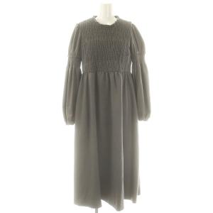 シャーリング ロングワンピース 長袖 0 グレー /HK OS SH