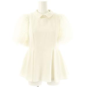 24SS 襟付きブラウス 切替 半袖 36 ホワイト /HK OS SH