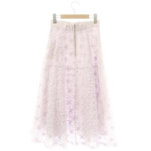 Apuweiser-riche 24SS リボン刺繍ミディスカート フレア 1 ラベンダー /HK OS SH