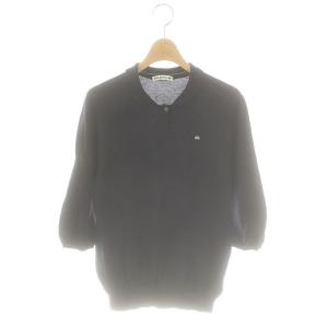 TS8845 loma choucho刺繍 ニットポロシャツ セーター 七分袖 コットン 38 紺 /NR