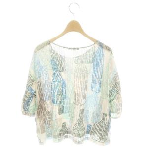 mina perhonen bottle カットソー 総柄 半袖 38 グレージュ ts8809 /HK OS SH