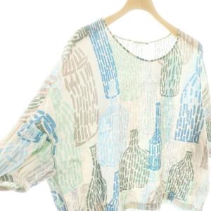 mina perhonen bottle カットソー 総柄 半袖 38 グレージュ ts8809 /HK OS SH