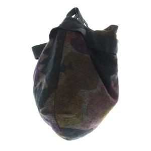 mina perhonen flower basketリネンウールレザーバッグ ハンドバッグ 茶 ブラウン ra9808 /SR28