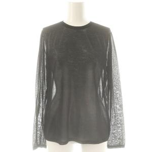 シアー ロングスリーブ ニット 長袖 ブラック /HK OS