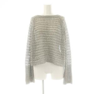 25SS リネンライクニット セーター 透かし編み M グレー /AT OS