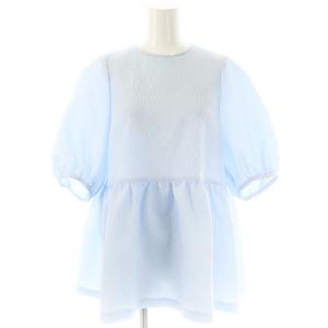 AIRYジャカード5SLペプラム ブラウス 五分袖 36 ライトブルー /HK OS
