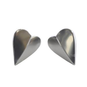 ハート ブラス製 ミニ スプリットイヤリング シルバーカラー