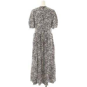 IENA シャドーフラワーカシュクールワンピース ロング 36 ダークブラウン ホワイト /DF OS