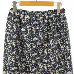 IENA 24SS モチーフフラワー ティアードスカート ロング 38 ネイビー ホワイト /DF OS