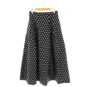 ドットジャガードタックスカート ロング フレア 38 ブラック /DF OS