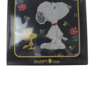 FEILER Snoopy ハイジフラワー ハンカチ 黒 ブラック /SR28