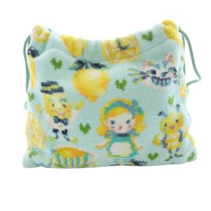 FEILER ラブラリーバイ カレルチャペック紅茶店 レモンドットアリス 巾着ポーチ 水色 ライトブルー /SR8