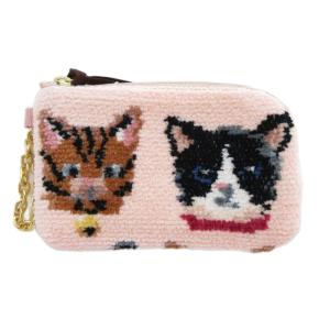 ラブラリー ラブラリープリティーキャッツ キー&カードポーチ シェニール織 ピンク /UO
