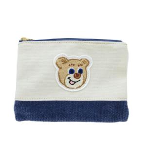 ラブラリー オールドテディ クマ ワッペンポーチ 生成り 紺 ネイビー /UO