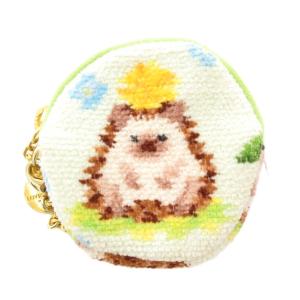 ラブラリー LOVERARY チクチクハリネズミ サークルポーチ シュニール織 小物入れ 黄緑 ライトグリーン