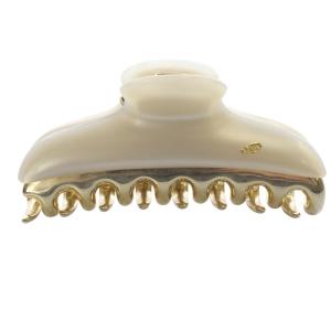 ヘアクリップ ロゴ アイボリー ゴールド色 /SR52