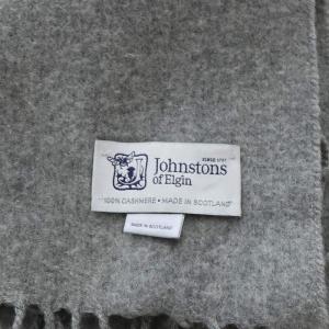 Johnstons of Elgin ジョンストンズ オブ エルガン ストール マフラー 大判 カシミヤ フリンジ グレー /YO25