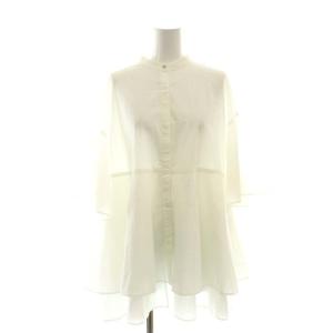 24SS半袖ブラウス シャツ バンドカラー 前開き 白 /CX OS