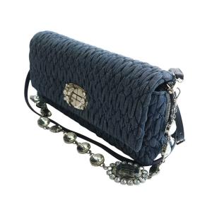 miumiu マテラッセ FAILLE CRYSTAL ショルダーバッグ ブルー RP0415