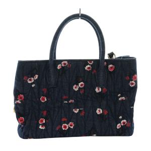 miumiu マテラッセ フラワープリント2WAYバッグ ネイビー 5BG102