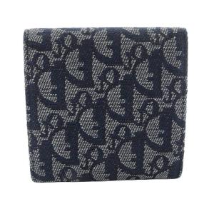 Christian Dior トロッター コンパクトウォレット 三つ折り財布 紺 ネイビー /SR29 OH
