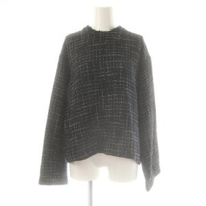 ツイードロングスリーブトップスプルオーバ? カットソー 1 ネイビー ブラック ホワイト /ES OS