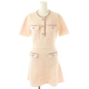 MELANGE KNIT MINI DRESSING ドレス ワンピース ミニ 半袖 M ピンク /NR
