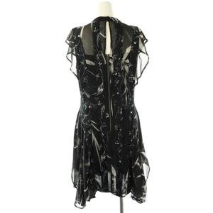 ALLSAINTS ノースリーブ フラワー シフォン ワンピース 膝丈 UK6 黒 /NR OS